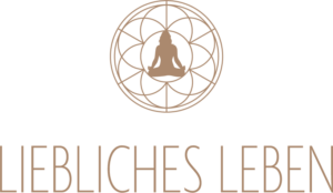 Liebliches Leben Logo zeigt eine Meditierende in einer Energiekugel