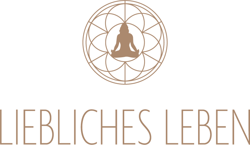 Liebliches Leben Logo zeigt eine Meditierende in einer Energiekugel