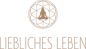 Liebliches Leben Logo zeigt eine Meditierende in einer Energiekugel